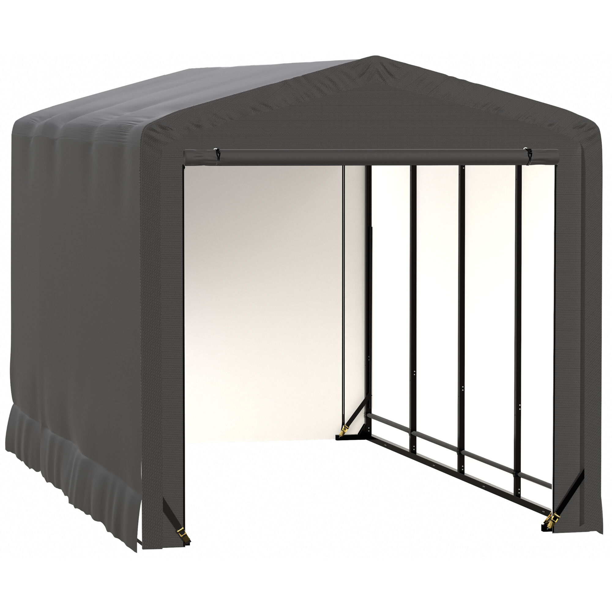ShelterLogic ShelterTube Wind and Snow Rated Garage - 10ft. x 18ft. x 10ft., Industrial Steel Frame, Waterproof Fabric, Gray, Model# SQAACC0103C01001810